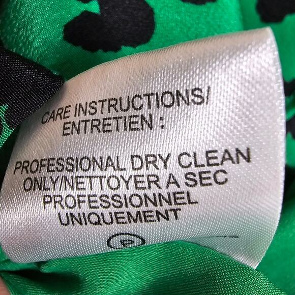 Tonya Taylor Nomi Wrap Ruffle Silk Dress Green Leopard Print Size 8 - Picture 12 of 14